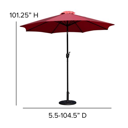 Flash Furniture Red 9 FT Umbrella and Black Cement Base, 2 PC Set GM-402003-UB19B-RED-GG